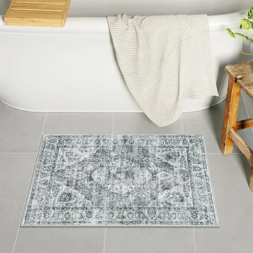 Miniatura 13 de Uphome Tapete de baño color naranja, estilo bohemio y envejecido, tapete de baño pequeño de terciopelo súper acogedor, antideslizante, lavable a
