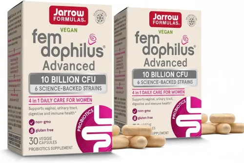 Miniatura 12 de Jarrow Formulas Fem-Dophilus Probióticos avanzados de 10 mil millones de UFC con 6 cepas respaldadas por la ciencia, para apoyo vaginal, urinario