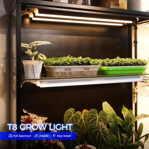 Miniatura 2 de Barrina Luz para plantas T8, 144 W (6 x 24 W), equivalente a 800 W, súper brillante de 2 pies, espectro completo, luz de cultivo LED, lámpara