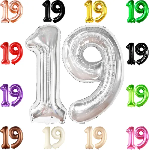 Miniatura 13 de Katchon Globos gigantes de papel de aluminio con el número 19 de color marrón de 40 pulgadas Decoraciones de cumpleaños 19