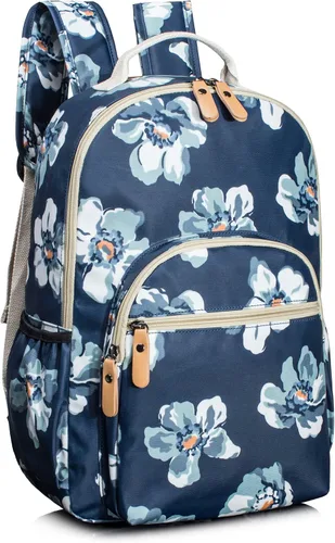 Miniatura 42 de Leaper Mochila para laptop para mujer: linda mochila floral para escuela, universidad, viajes, trabajo, mochila ligera para niños, Negro margarita