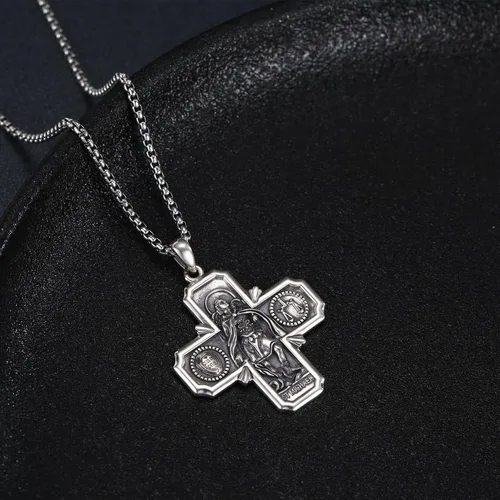 Miniatura 186 de Collar de plata de ley 925 con medalla de San Patrón, colgante de protección católica, amuleto, joyería religiosa para hombres y mujeres