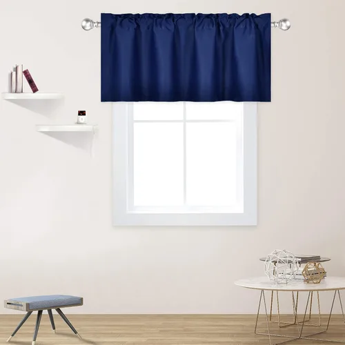 Miniatura 31 de DECOVSUN Cenefas Aqua para ventanas de cocina, con bolsillo para barra, opacas, con aislamiento térmico, 1 panel de 42 x 18 pulgadas