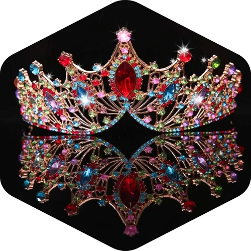 Miniatura 14 de Kamirola Corona de Reina Barroca, Corona Nupcial de Boda con Diamantes de Imitación y Tiaras Diadema de Cristal Para Cumpleaños Baile de Graduación