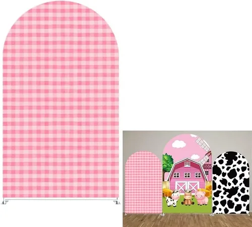 Miniatura 7 de GX-245-2.5 x 6 pies - Fundas de fondo arqueadas con diseño de granero rojo para decoración de fiestas de cumpleaños, baby shower, accesorios de arco