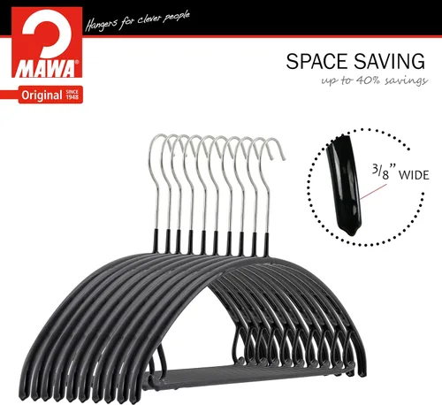 Miniatura 6 de MAWA Reston Lloyd Euro Series - Percha antideslizante con barra y ganchos para pantalones y faldas, estilo 42/U, juego de 2, color negro