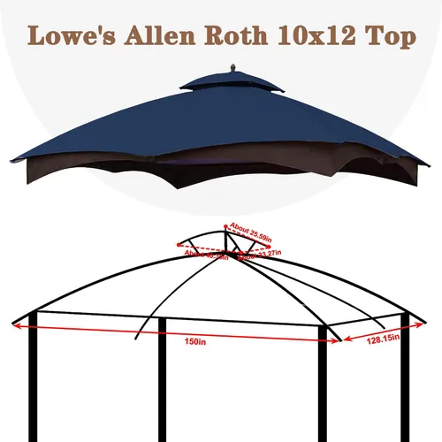 Miniatura 3 de SCOCANOPY Parte superior de repuesto azul marino compatible con el cenador Lowe's Allen Roth 10X12 modelo #GF-12S004B-1/#GF-12S004BTO/#TPGAZ17-002C
