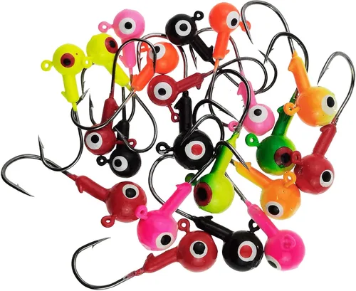 Ganchos para cabeza de plantilla de pesca con ojos 3D, plantilla de cabeza de bola colorida, ganchos afilados para pesca de gusanos, señuelos de