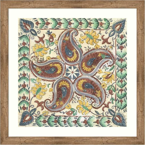 Amanti Art Framed Wall Art Print 36x36 Batik Rosette III by Chariklia Zarris, Abstract Wall Art, Vintage Decor, Large Poster Painting Artwork for