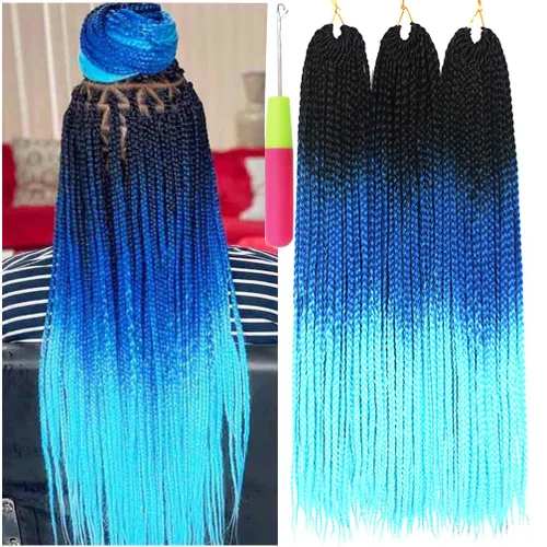 Miniatura 29 de Extensiones de cabello trenzado tipo box de 24 pulgadas, hechas a mano, para mujeres y niñas, extensiones de cabello trenzado, 24#, 3 paquetes, 22
