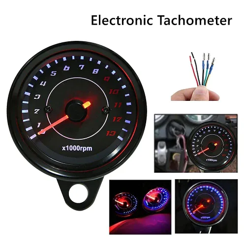 Miniatura 9 de Tacómetro de 13000 RPM para motocicleta, indicador universal de 12V con retroiluminación LED, contador de revoluciones para motor de carburador