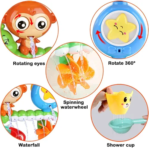 Miniatura 14 de G-WACK Juguetes de baño para niños pequeños de 1, 2 y 3 años, juguetes de agua para tina de bebé recién nacido, juguetes de agua interactivos