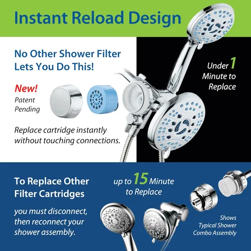 Miniatura 7 de Piel y cabello: el filtro de ducha más avanzado del mundo para combos con modos de filtración de encendido/apagado, recarga instantánea de cartucho