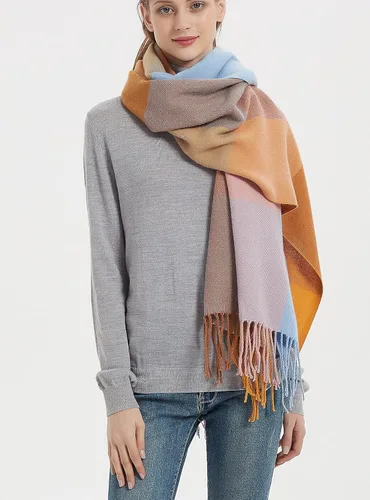 Miniatura 4 de Wander Agio - Bufanda larga y a la moda para mujer, diseño a cuadros, cálida, chal para invierno