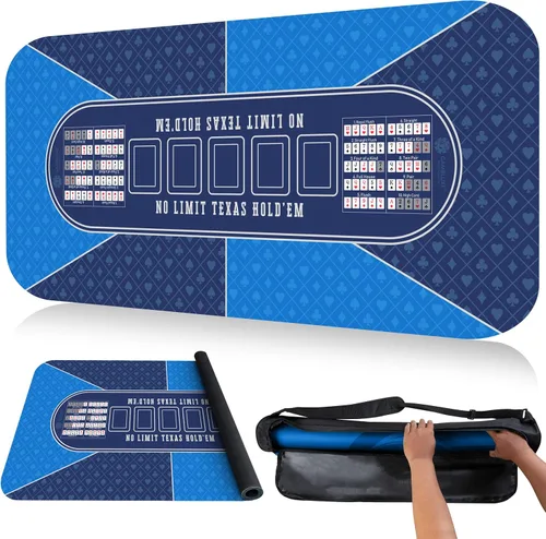 GAMBLUXE - Tapete de póquer profesional de 47"X23" / 70"X35" para mesa - Superficie de póquer suave repelente al agua para mesa antideslizante
