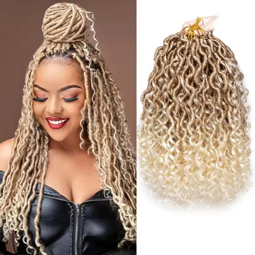 Miniatura 26 de COOKOO - Locs de diosa ombré de jengibre, pelo de ganchillo de 24 pulgadas, 8 paquetes, locs boho de imitación, pelo de ganchillo con rizos, locs