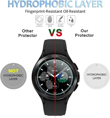 Miniatura 8 de Suoman Paquete de 4 protectores de pantalla de vidrio templado para Samsung Galaxy Watch 4 Classic de 1.81 pulgadas (1.811 in) para Galaxy Watch 4