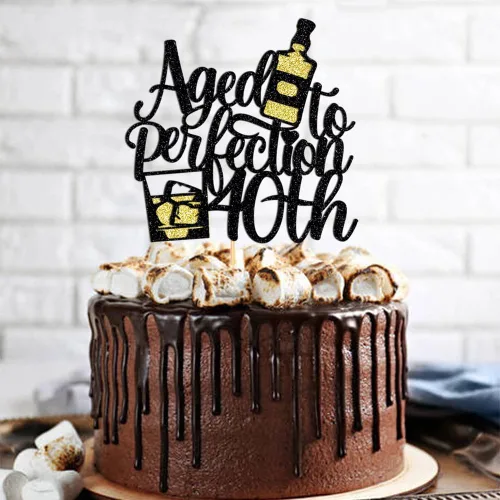 Miniatura 5 de Decoración para tartas de cumpleaños número 40 de edad a la perfección para aniversario/fiesta de boda, decoración de pastel de 40 años (40º)