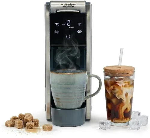 Hamilton Beach FlexBrew Advanced 4 en 1 - Cafetera caliente y helada con depósito de agua extraíble de 45 onzas, paquetes de cápsulas y molidos,