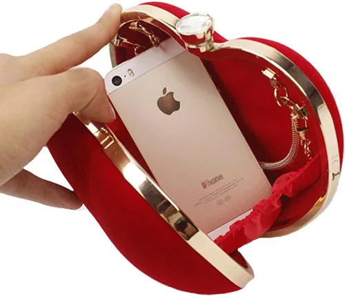 Miniatura 7 de Bolso en forma de corazón para mujer, mini bolso de cadena de embrague, bolso de hombro elegante, bolso de noche