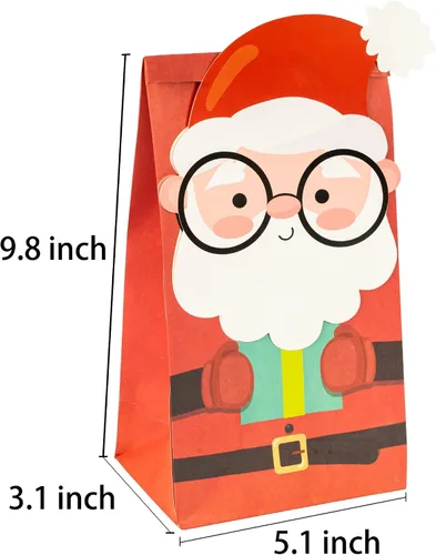 Miniatura 3 de Uptotop - Paquete de 24 bolsas navideñas 2D con 6 diseños diferentes con temáticas festivas para guardar dulces y regalos