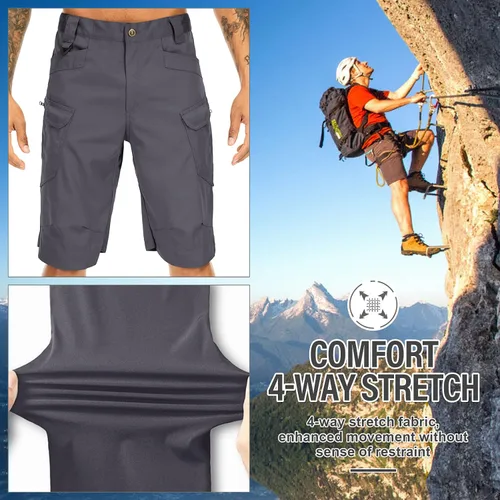 Miniatura 7 de Jessie Kidden Pantalones cortos tácticos para hombre, elásticos, para exteriores, resistentes al desgaste, rasgaduras, parada, trabajo, senderismo