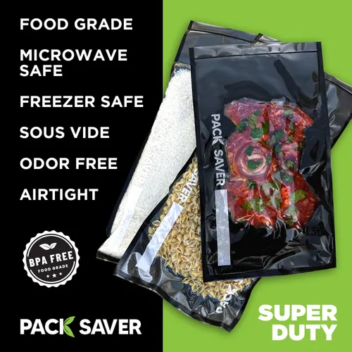 Miniatura 3 de Bolsas selladoras al vacío, paquete de 50 – Bolsas de almacenamiento de alimentos precortadas resistentes de 11 x 19 pulgadas, para ahorrar