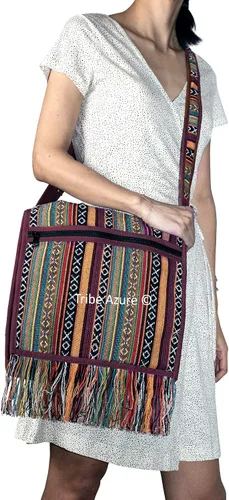 Miniatura 3 de Tribe Azure Tejido Correa Ajustable Bolso De Hombro Hobo Messenger Mujeres Moda Bolso Único Amplio Borla