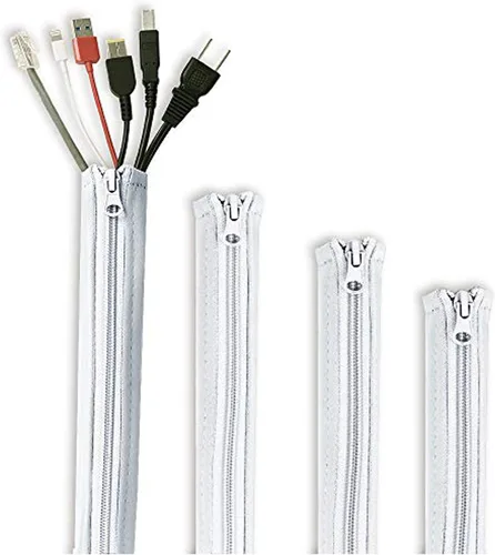 Miniatura 10 de StangH Organizador de mangas para organizar cables, 19 pulgadas, para el hogar y la oficina, con cremallera, organizador de cables, envoltura