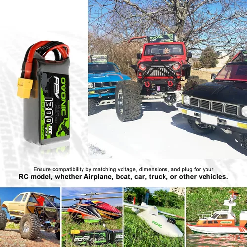 Miniatura 5 de OVONIC 4S Lipo Batería 80C 1300mAh 14.8V Lipo Batería con XT60 Conector para RC FPV Racing Drone Quadcopter