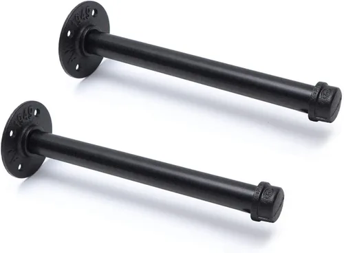 Miniatura 10 de Soportes industriales de tubo de hierro negro de 3/4 pulgadas, soportes rústicos para colgar en la pared, soportes de tubería personalizados