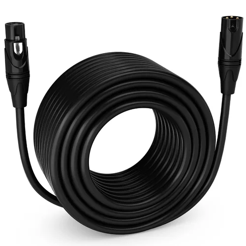 Miniatura 130 de LyxPro Cable de micrófono XLR hembra a macho de ángulo recto de 3 pines de 1.5 pies para altavoces amplificados, interfaz de audio, rendimiento