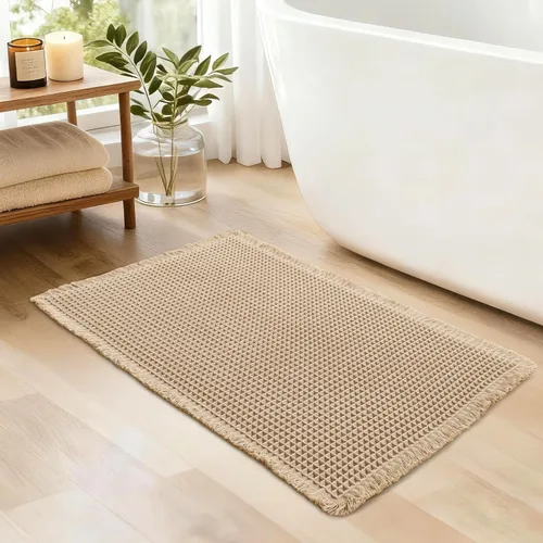 JIUZHEN Tapete de Baño Mejorado con Diseño de Gofre Súper Absorbente Tapetes de Baño Antideslizantes Alfombras de Baño Lavables a Máquina de Secado