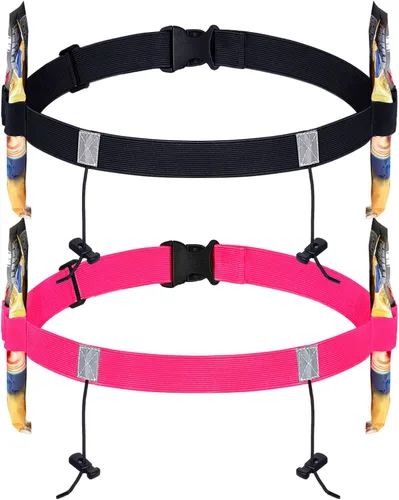 Miniatura 9 de JOVITEC Cinturón de número de carrera de 2 piezas con 6 bucles de gel para correr, ciclismo, triatlón, maratón