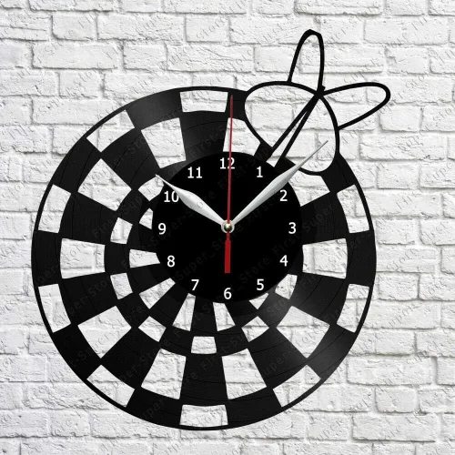 Reloj de pared de vinilo de dardos LP Record Decoración del hogar Hecho a mano Arte Personalidad Regalo (Tamaño: 12 pulgadas, Color: Negro)