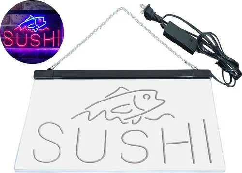 Miniatura 8 de ADVPRO Sushi Fish Sashimi Restaurant - Letrero de neón LED de doble color, azul y rojo, 12 x 8.5 pulgadas, st6s32-i3334-br