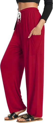 Miniatura 31 de QIANXIZHAN - Pantalones harem para mujer, pantalones palazzo hippie, joggers bohemios con bolsillos, ropa de yoga