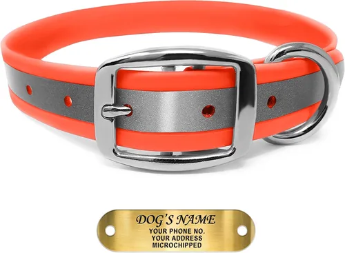 Miniatura 13 de Regal Dog Products Collar Reflectante para Perro con Placa de Nombre Grabada Personalizada Collares para Perro Personalizados de Biothane Rosa