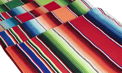 Miniatura 8 de Camino de mesa colorido a rayas fabricado en México 83x14 pulgadas.