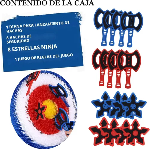 Miniatura 4 de Stiatu Objetivo de cerdas lanzadoras de hacha con 8 hachas de lanzamiento, juego de lanzamiento de hacha para patio trasero, interior y exterior