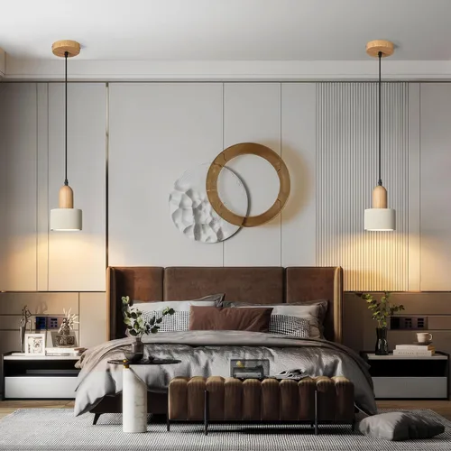 Miniatura 5 de Lámparas colgantes modernas de cemento blanco araña de luces lámparas de techo de madera para isla de cocina dormitorio comedor sala de estar bar