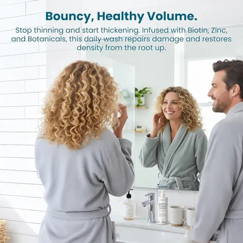 Miniatura 4 de Champú y acondicionador de biotina para adelgazamiento del crecimiento del cabello champú espesante para tratamiento de pérdida de cabello, natural