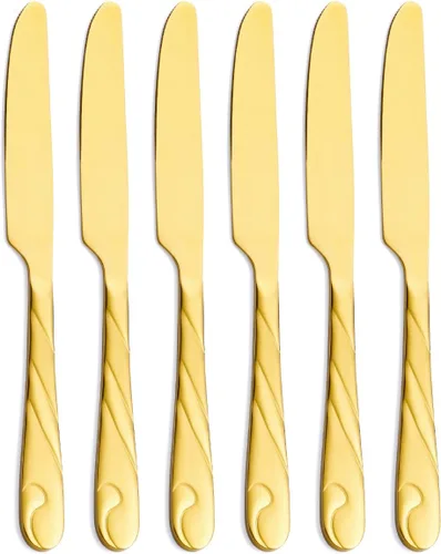 Miniatura 8 de Juego de cuchillos de cena arcoíris, cuchillo de carne arcoíris brillante de acero inoxidable para mesa, juego de 6 cuchillos de 23.37 cm
