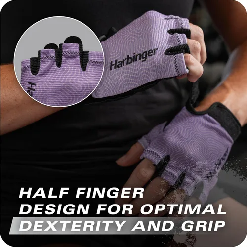 Miniatura 3 de Harbinger Power Gloves 3.0 - Guantes de levantamiento de pesas duraderos de medio dedo con cierre de muñeca ajustable, palma de cuero transpirable