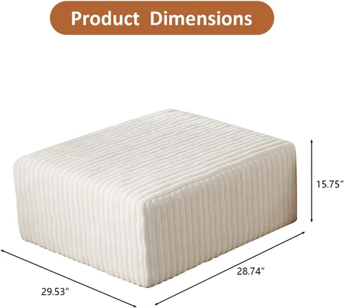 Miniatura 2 de Sofás modulares de pana otomana de 28.74 pulgadas para sala de estar, taburetes de sofá sin hueso, no requiere montaje, sofá profundo en una caja