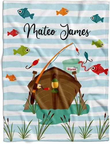 Miniatura 19 de Manta de bebé personalizada de pesca con mosca, manta de pescado para bebé, manta de hitos mensuales para bebé, manta de hito para bebé, manta