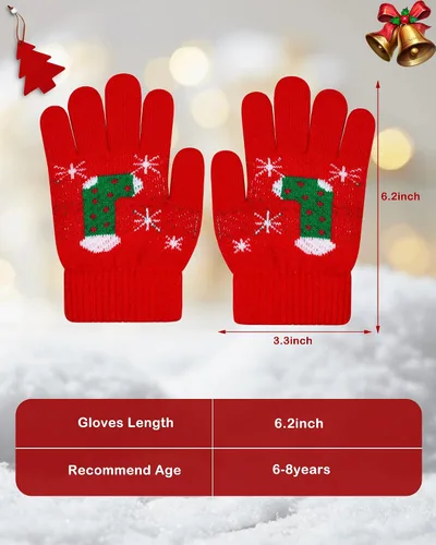 Miniatura 42 de Hicdaw 6 pares de guantes de invierno para niños, guantes de punto elásticos y cálidos para niños o niñas