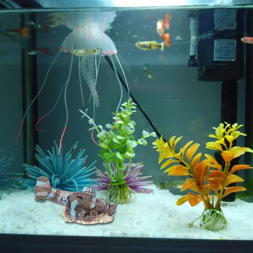 Miniatura 2 de VILLCASE Sunken Fighter Plane Resina Acuario Plano Decoraciones Acuario Ornamento Escondite Habitat Fish Tank Paisaje Ornamento
