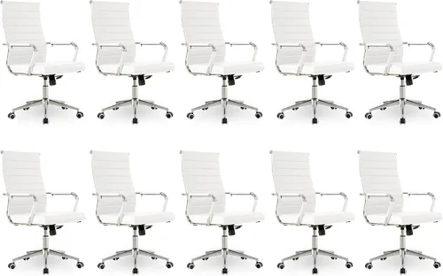 Miniatura 21 de Okeysen Office Desk Chair, Ergonomic Leather Modern Conference Room Chairs, Executive Ribbed Height Adjustable Swivel Rolling Chair for Home Office