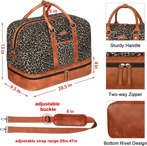 Miniatura 159 de IBFUN Bolsas de fin de semana para mujer, bolsa grande de lona para viaje, bolsa de viaje con compartimento para zapatos, 21 pulgadas, juego de 3